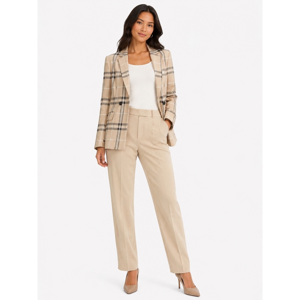 Ann Taylor Trousers Women 6 Beige Cotton Blend Ankle Dress Pants Career Business